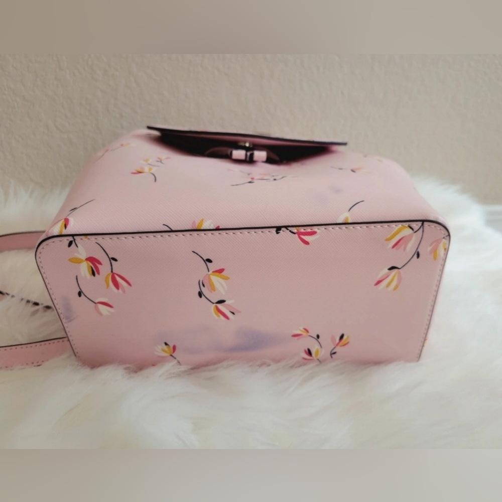 Kate Spade Lizzie Medium Flap Backpack - Pink Floral - Picture 6 of 7